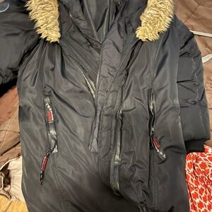 Black Puffer Jacket with Faux Fur Trim Canadian Goose